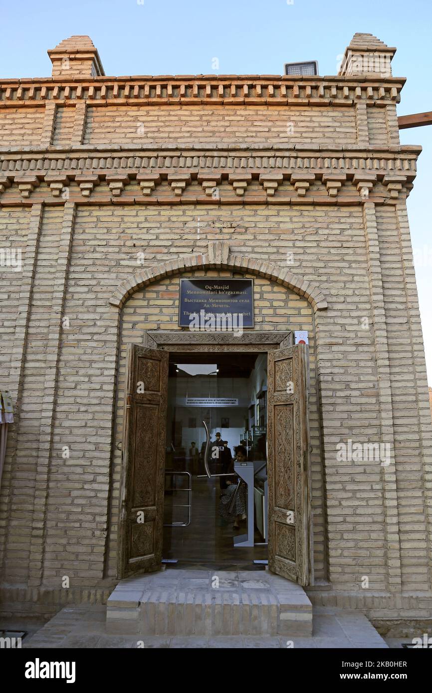 Exposition de Ak-Mechet Mennonites, Ichan Kala (forteresse intérieure), Khiva, province de Khorezm, Ouzbékistan, Asie centrale Banque D'Images