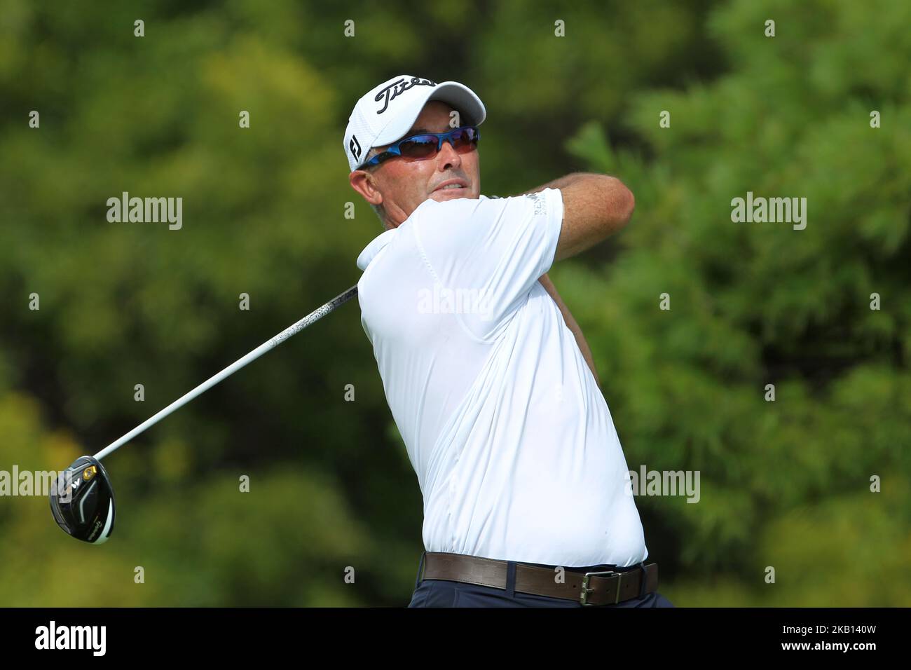 David McKenzie, de Melbourne, Australie, a tiré un coup du tee 13th lors de la deuxième partie du tournoi de golf The Ally Challenge présenté par McLaren au Warwick Hills Golf & Country Club à Grand blanc, MI, USA Saturday, 15 septembre 2018. (Photo par Amy Lemus/NurPhoto) Banque D'Images