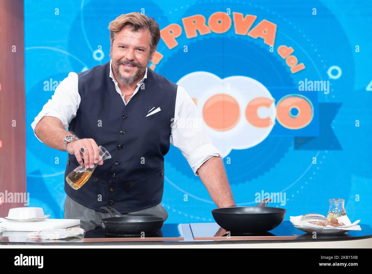 Andrea Lo Cicero ancien capitaine de l'équipe italienne de rugby Andrea Lo Cicero pose au RAI Studio à Rome, Italie, le 17 septembre 2018. Le nouveau chef d'orchestre de 'la Prova del Cuoco' Elisa Isoardi fait ses débuts au début du spectacle sur Rai One depuis 14 septembre 2018. (Photo de Mauro Fagiani/NurPhoto) Banque D'Images