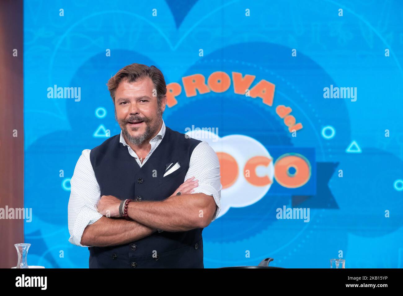 Andrea Lo Cicero ancien capitaine de l'équipe italienne de rugby Andrea Lo Cicero pose au RAI Studio à Rome, Italie, le 17 septembre 2018. Le nouveau chef d'orchestre de 'la Prova del Cuoco' Elisa Isoardi fait ses débuts au début du spectacle sur Rai One depuis 14 septembre 2018. (Photo de Mauro Fagiani/NurPhoto) Banque D'Images