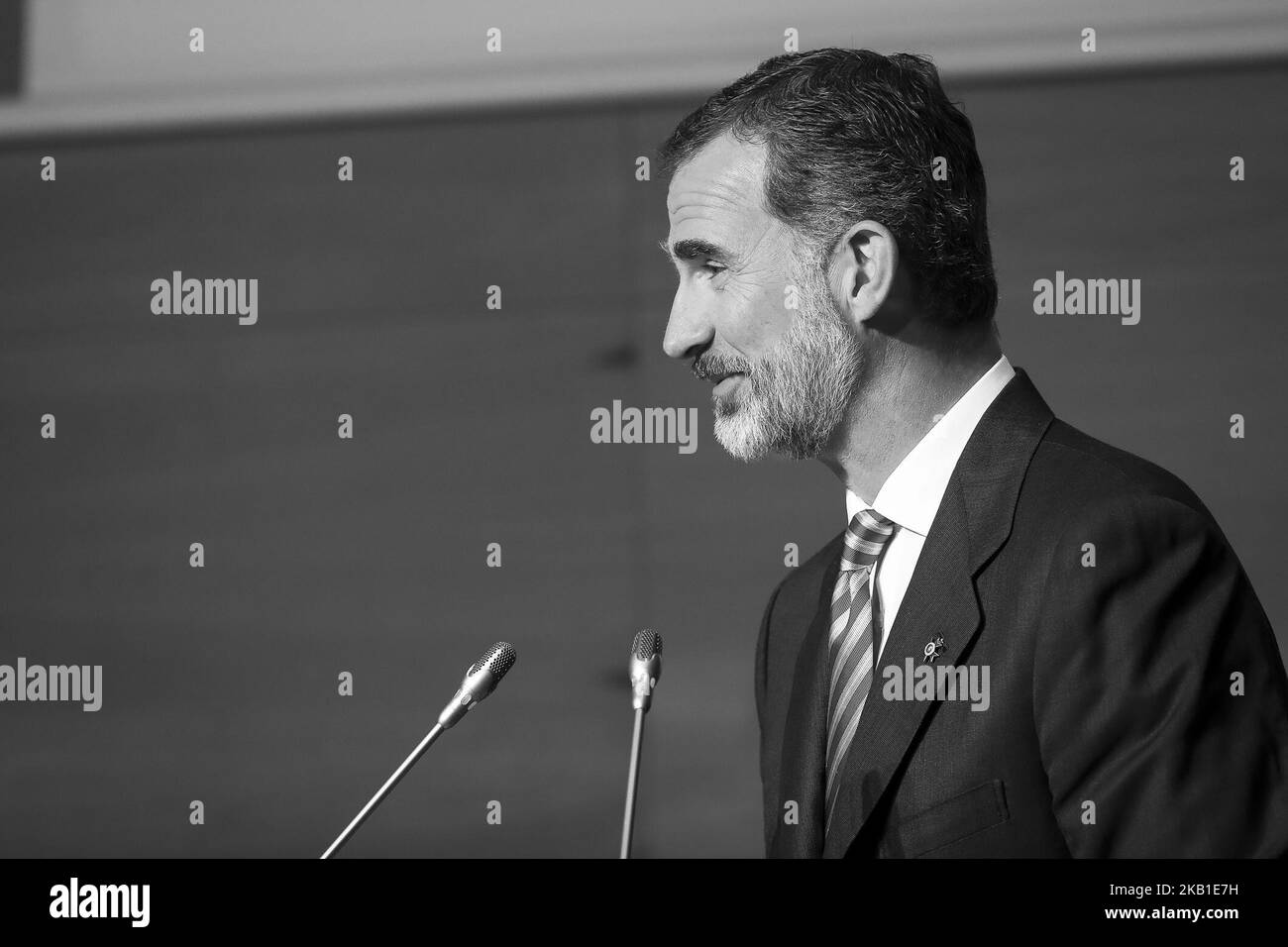 Le roi d'Espagne Felipe VI inaugure l'année académique à l'Université de Valence à l'Universidad Politecnica de Valencia sur 25 septembre 2018. (Photo de Jose Miguel Fernandez/NurPhoto) Banque D'Images