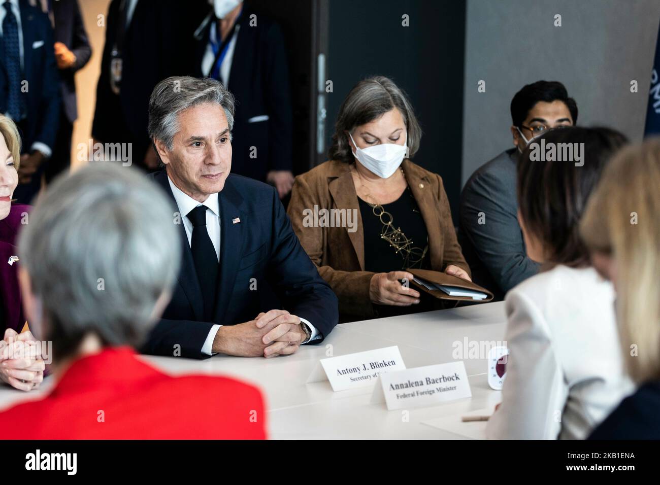 Münster, Allemagne. 03rd novembre 2022. La ministre fédérale des Affaires étrangères Annalena Baerbock (R) et le secrétaire d'État américain Anthony Blinken (L) photographiés lors de la réunion des G7 ministres des Affaires étrangères à Muenster, au 3 novembre 2022. Credit: dpa/Alay Live News Banque D'Images