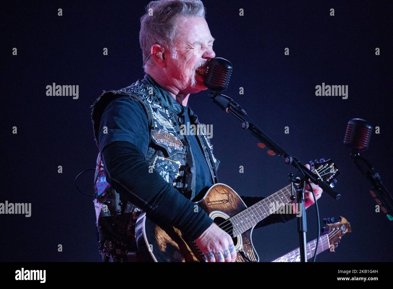 Le groupe de métaux lourds, Metallica, qui se fait sur la scène principale de la conférence Dreamforce, 26 septembre 2018 au centre civique, San Francisco, CA (photo de Khaled Sayed/NurPhoto) Banque D'Images