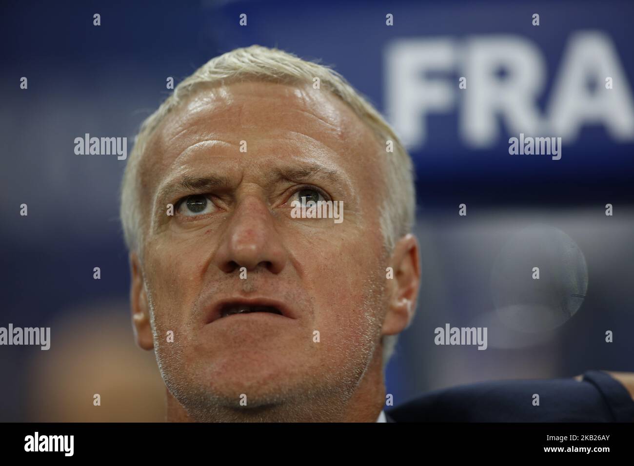 Didier Deschamps lors du match de football de la Ligue des Nations de l'UEFA entre la France et l'Allemagne au Stade de France à Saint-Denis, près de Paris sur 16 octobre 2018. (Photo de Mehdi Taamallah/NurPhoto) Banque D'Images