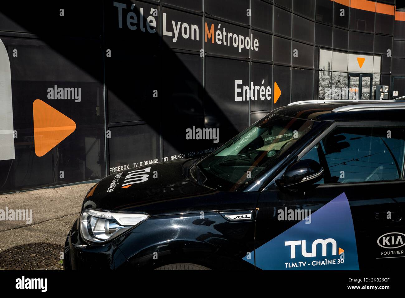 ALTICE France (propriétaire du site BFMTV.com) a fait l'acquisition de Telé Lyon Métropole (TLM), une chaîne de télévision locale de la région de Lyon, qui a célébré cette année son 30th anniversaire. TLM va changer son nom et être rebaptisé BFM Lyon, suivant le modèle déjà demandé pour BFM Paris depuis 2016. À Lyon, France, sur l'octobre 16, 2018. (Photo de Nicolas Liponne/NurPhoto) Banque D'Images