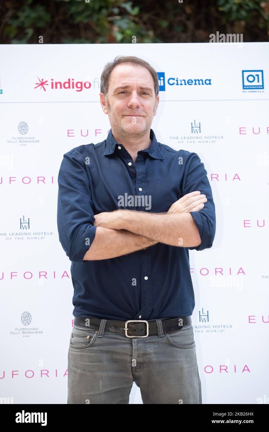Valerio Mastrandrea pendant la séance photo pour la présentation du nouveau film de Valeria Golino, 'Euforia', à Rome, Italie, sur 16 octobre, 2018. (Photo de Mauro Fagiani/NurPhoto) Banque D'Images