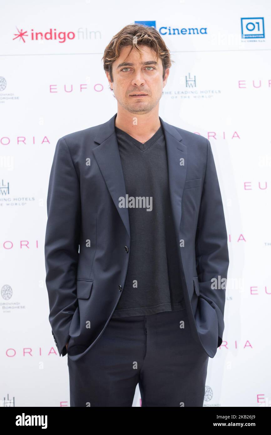 Riccardo Scamarcio pendant le photocall pour la présentation du nouveau film de Valeria Golino, 'Euforia', à Rome, Italie, sur 16 octobre, 2018. (Photo de Mauro Fagiani/NurPhoto) Banque D'Images