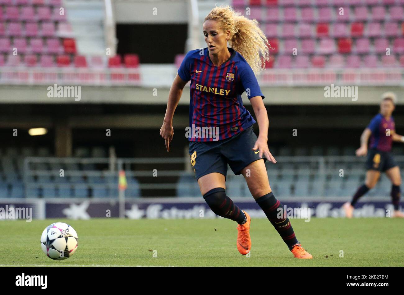 Kheira Hamraoui lors du match entre le FC Barcelone et le FC Glasgow City, correspondant à la première étape de la finale 1/8 de la Ligue des champions de l'UEFA Womens, jouée au Miniestadi, le 17th octobre 2018, à Barcelone, en Espagne. -- (photo par Urbanandsport/NurPhoto) Banque D'Images