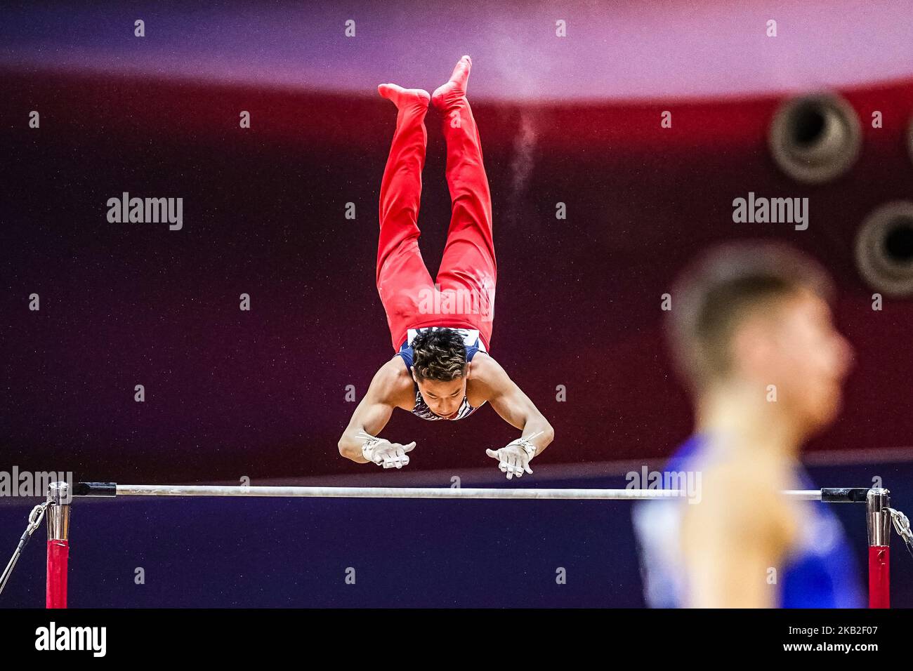 YUL Moldauer des États-Unis pendant la qualification horizontale au Dôme Aspire à Doha, Qatar, Championnat du monde de gymnastique ARTISTIQUE DE LA FIG le 26 octobre 2018. (Photo par Ulrik Pedersen/NurPhoto) Banque D'Images