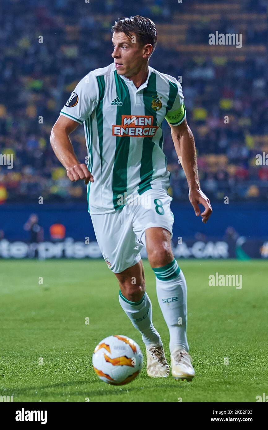 Stefan Schwab de Rapid Wien en action pendant le match de l'UEFA Europa League groupe G entre Villarreal et Rapid Wien au stade de la Ceramica sur 25 octobre 2018 à Vila.Real, Espagne (photo de Sergio Lopez/NurPhoto) Banque D'Images