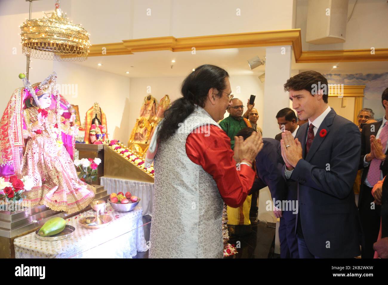 Le premier ministre canadien Justin Trudeau a visité le temple hindou de Vishnu Mandir pendant le festival de Diwali (Deepawali) sur 06 novembre 2018, à Richmond Hill, en Ontario, au Canada. (Photo de Creative Touch Imaging Ltd./NurPhoto) Banque D'Images