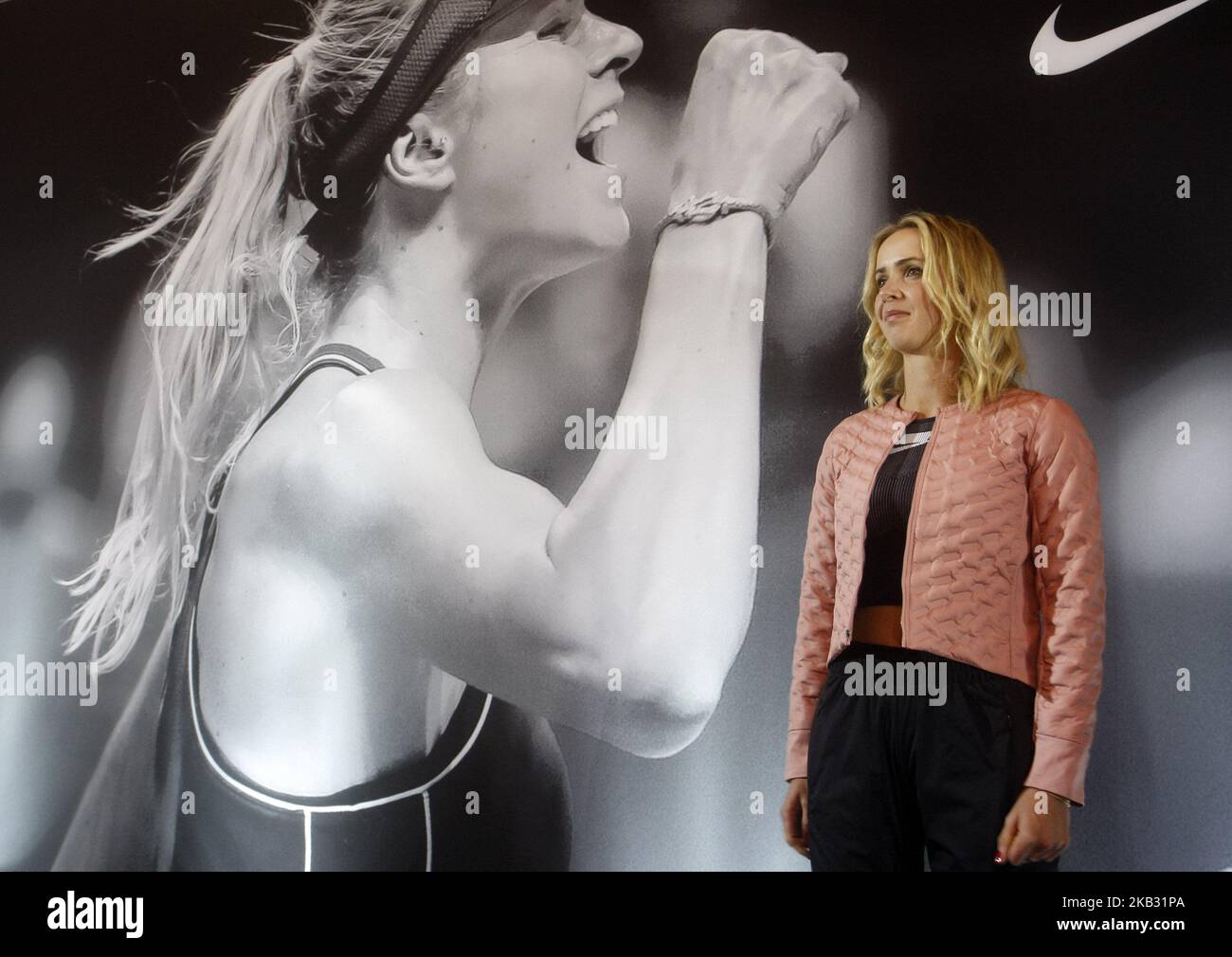 La joueuse ukrainienne Elina Svitolina participe à une réunion et à une séance d'autographes pour ses fans à Kiev, en Ukraine, le 09 novembre 2018. Elina Svitolina, joueur de tennis ukrainien, a battu Sloane Stephens, des États-Unis, pour la finale de la WTA qui a pris fin le 29 octobre 2018 à Singapour. (Photo de NurPhoto) Banque D'Images
