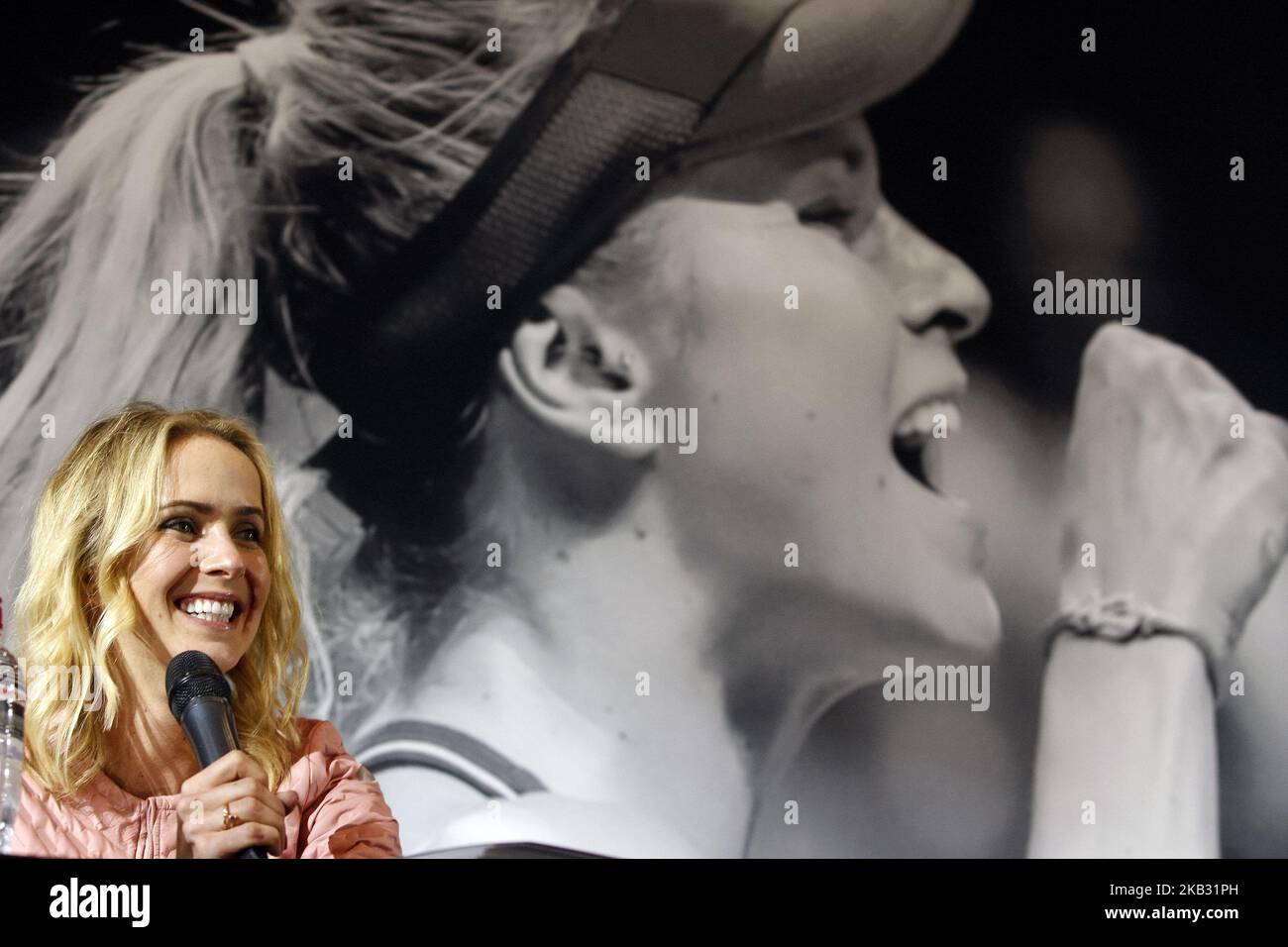 La joueuse ukrainienne Elina Svitolina participe à une réunion et à une séance d'autographes pour ses fans à Kiev, en Ukraine, le 09 novembre 2018. Elina Svitolina, joueur de tennis ukrainien, a battu Sloane Stephens, des États-Unis, pour la finale de la WTA qui a pris fin le 29 octobre 2018 à Singapour. (Photo de NurPhoto) Banque D'Images