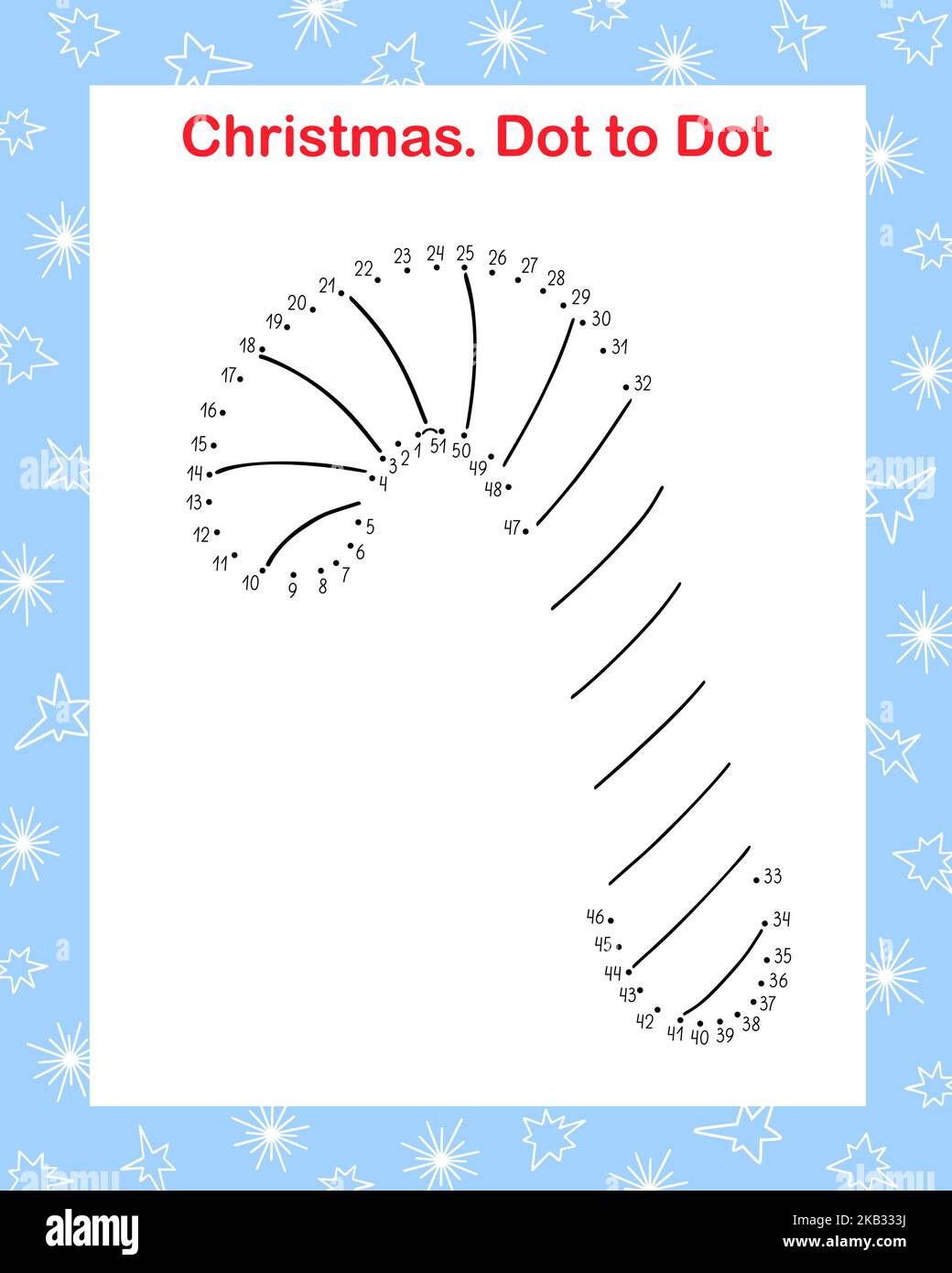 Noël canne sucrerie Sweet dot to dot amusant jeu éducatif ou de loisirs feuille de travail, esquisse de l'illustration de vecteur de doodle, hiver vacances activité saisonnière, Illustration de Vecteur