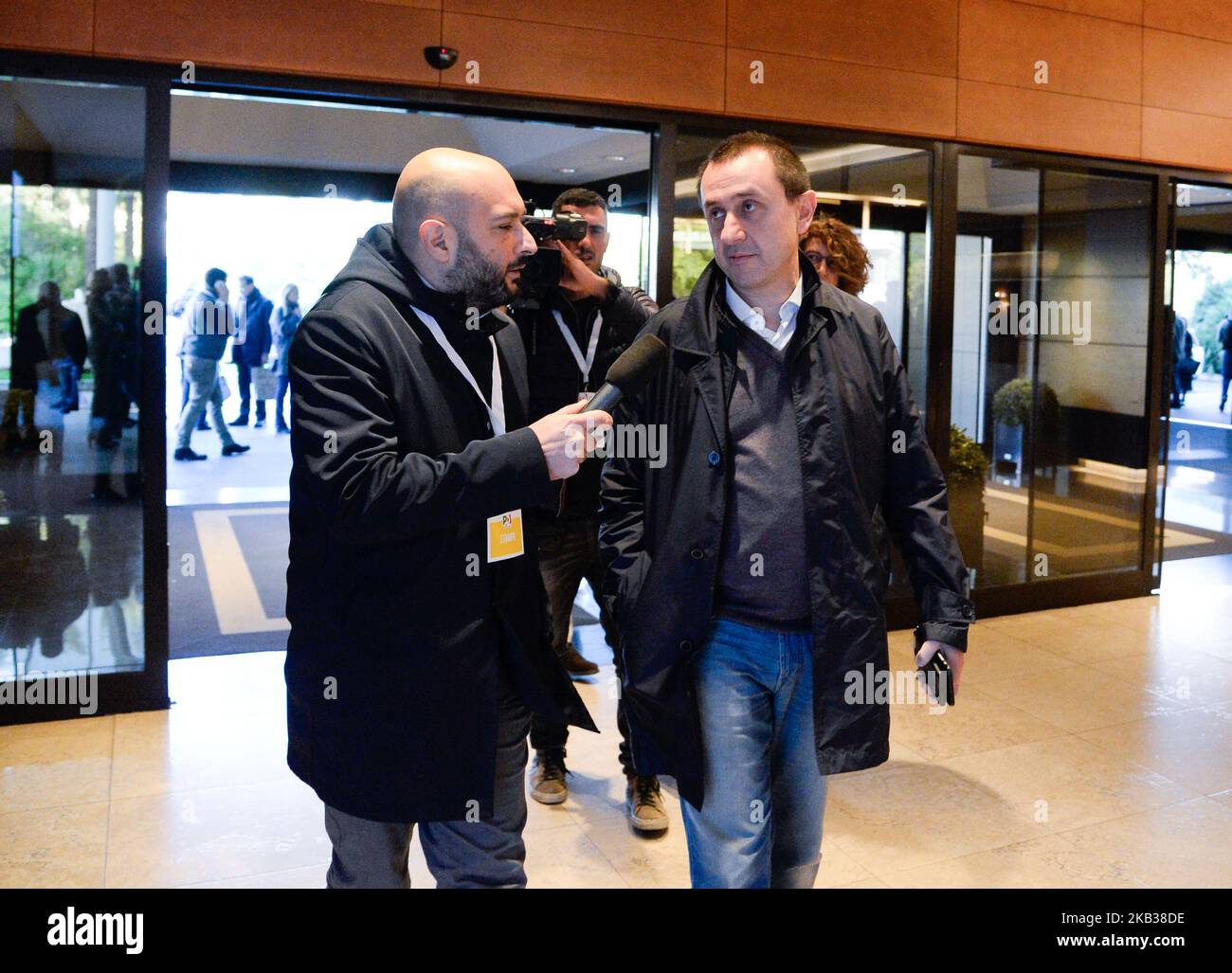 Ettore Rosato (R) lors de l'Assemblée nationale du Partito Democratico (PD) à l'Hôtel Ergife, novembre 17th 2018, Rome (photo de Silvia Lore/NurPhoto) Banque D'Images