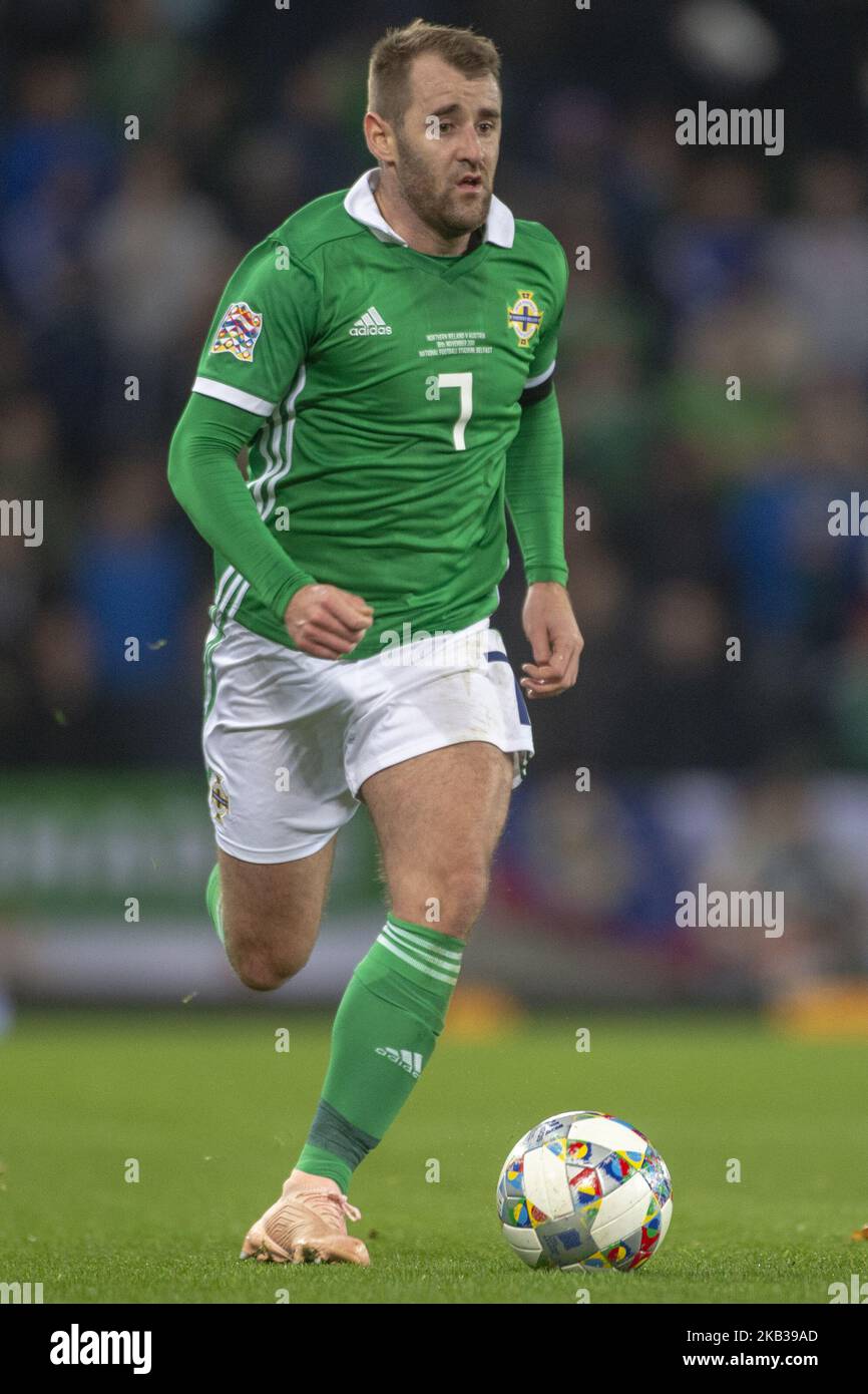 Niall McGinn, de N.Ireland, en action dans le cadre de l'UEFA Nations League B Group 3 entre l'Irlande du Nord et l'Autriche au parc Windsor à Belfast, en Irlande du Nord, au Royaume-Uni sur 18 novembre 2018 (photo d'Andrew Surma/NurPhoto) Banque D'Images