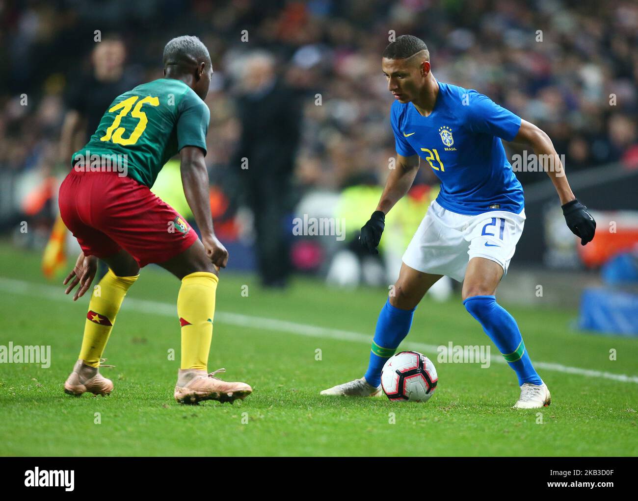 Richarlison du Brésil pendant la tournée mondiale de Chevrolet au Brésil International amical entre le Brésil et le Cameroun au stade Stadiummk, Club de football MK dons à Milton Keynes, Angleterre sur 20 novembre 2018. (Photo par action Foto Sport/NurPhoto) Banque D'Images