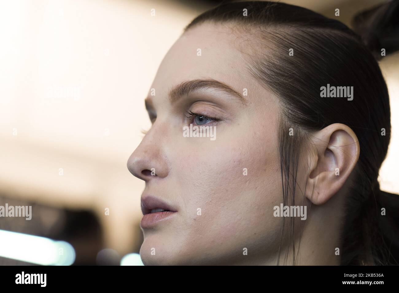 Coulisses du défilé de mode pendant la semaine de mode Mercedes Benz de Madrid automne/hiver 2019-2020 à Ifema à Madrid, Espagne. 25 janvier 2019. (Photo par Oscar Gonzalez/NurPhoto) Banque D'Images