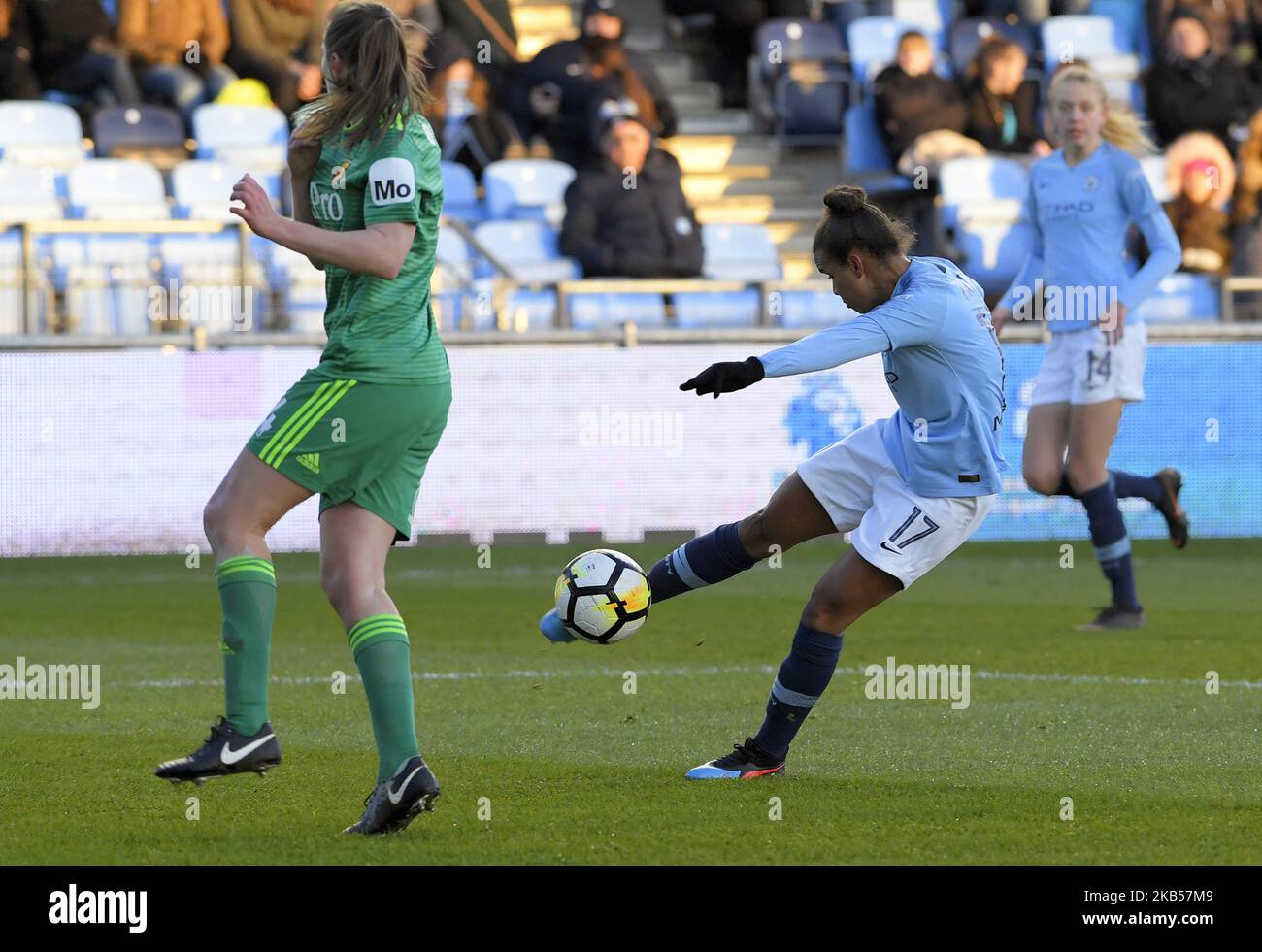 Nikita Parris de Manchester City tire et enregistre pour la deuxième fois lors du match de football de la coupe FA pour femmes SSE entre Manchester City Women et Watford Ladies au stade de l'Académie, sur 3 février, à Manchester, en Angleterre. (Photo par action Foto Sport/NurPhoto) Banque D'Images