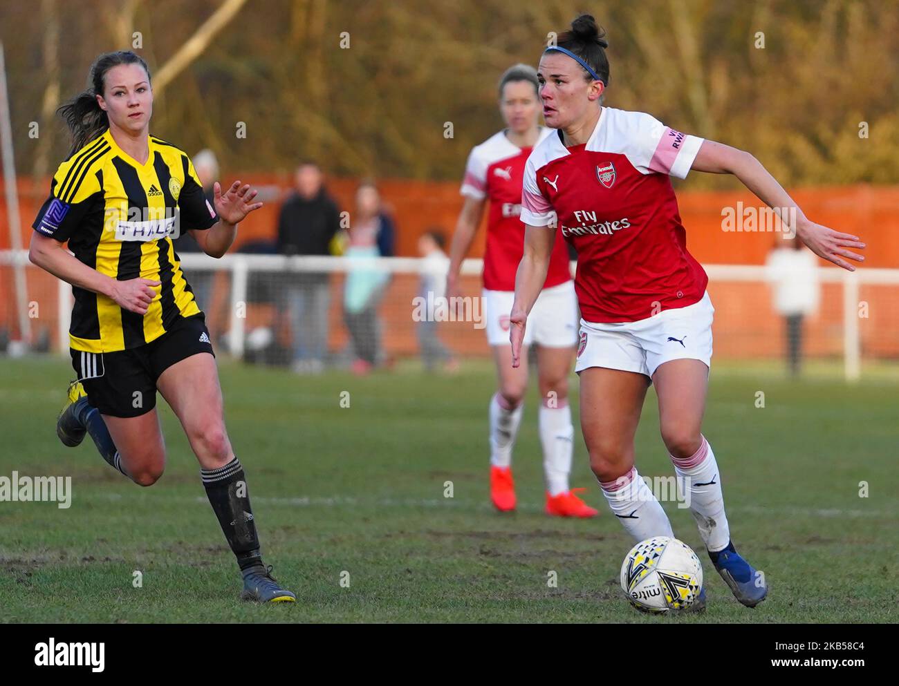 Katrine Veje d'Arsenal lors du match de football de la coupe FA pour femmes SSE entre Crawley Wasps Ladies et Arsenal Women au Oakwood FC sur 3 janvier 2019 à Crawley, en Angleterre. (Photo par action Foto Sport/NurPhoto) Banque D'Images