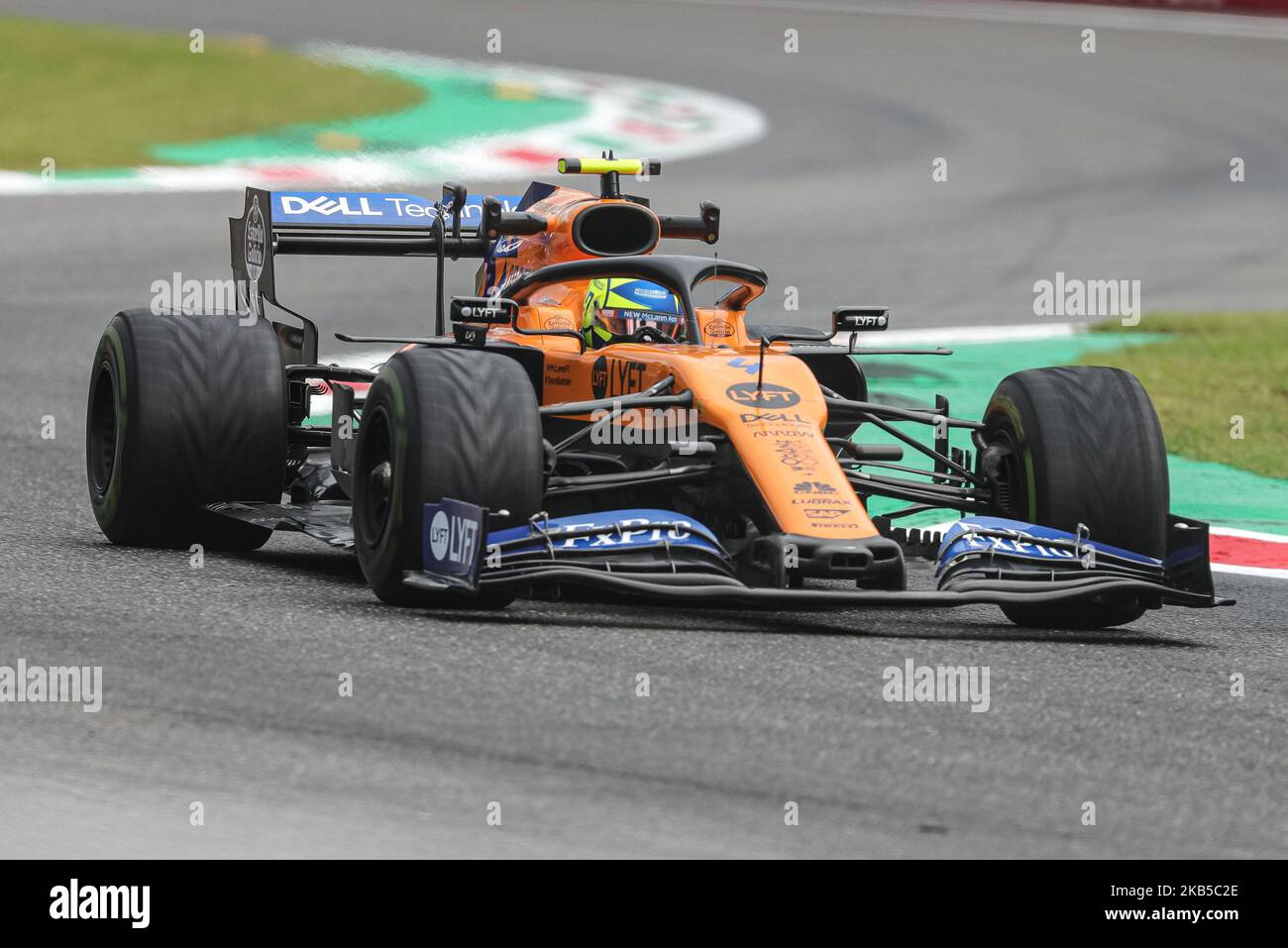 Lando Norris pilotant l'écurie McLaren F1 (4) sur la piste lors de l'entraînement au Grand Prix de Formule 1 d'Italie à Autodromo di Monza sur 6 septembre 2019 à Monza, en Italie. (Photo par Emmanuele Ciancaglini/NurPhoto) Banque D'Images