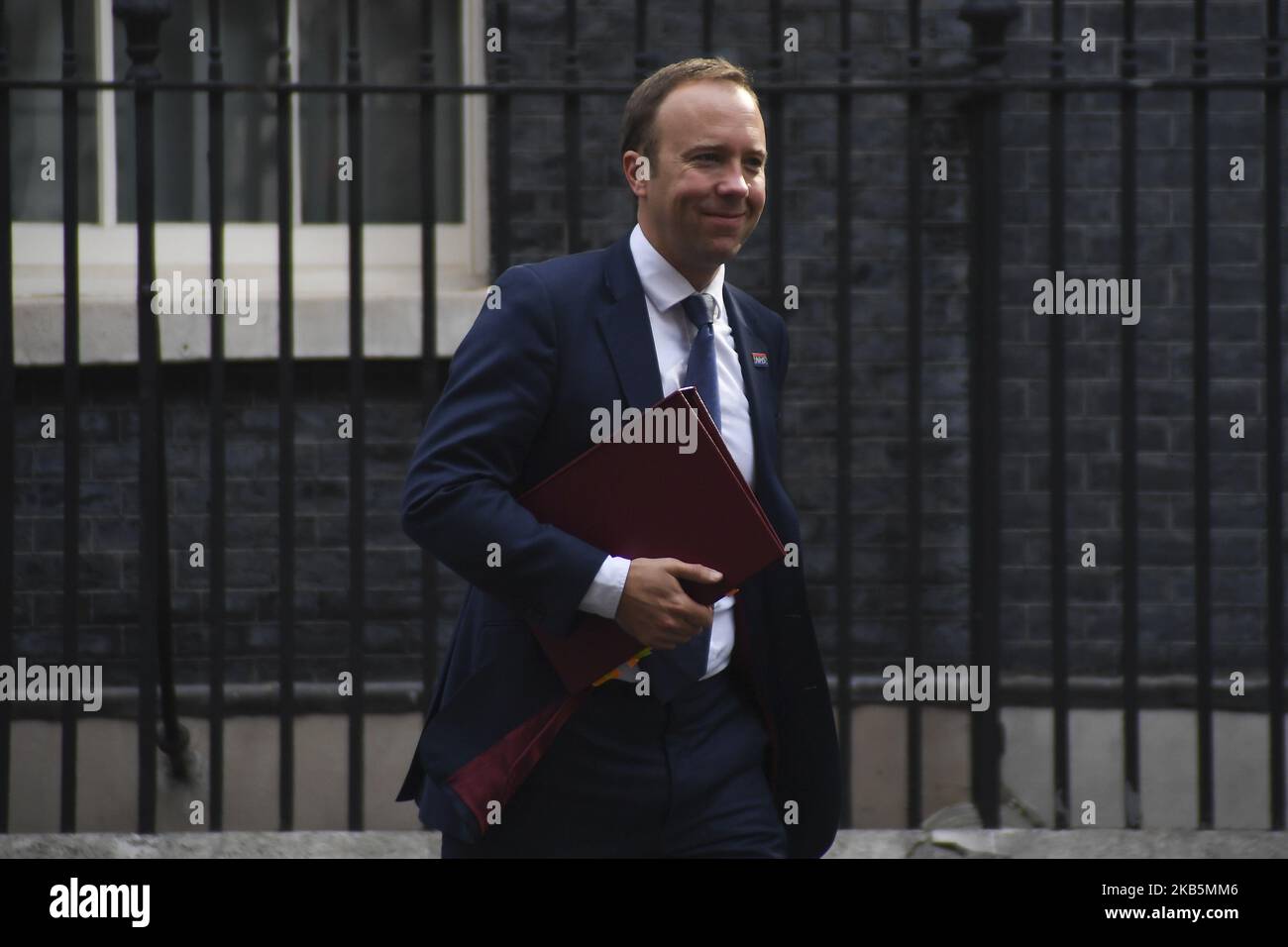 Matt Hancock, secrétaire à la Santé, 10 Downing Street après avoir assisté à une réunion du Cabinet, Londres on 10 septembre 2019. Le Parlement britannique est suspendu jusqu'à la mi-octobre. (Photo par Alberto Pezzali/NurPhoto) Banque D'Images