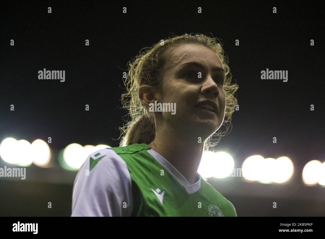 Shannon Leishman de Hibernian après la manche de la Ligue des champions de l'UEFA pour les femmes de 32 match de première jambe entre le FC Hibernian et SK Slavia Praha sur la route de Pâques le 11 septembre 2019 à Édimbourg, en Écosse. (Photo par Ewan Bootman/NurPhoto) Banque D'Images