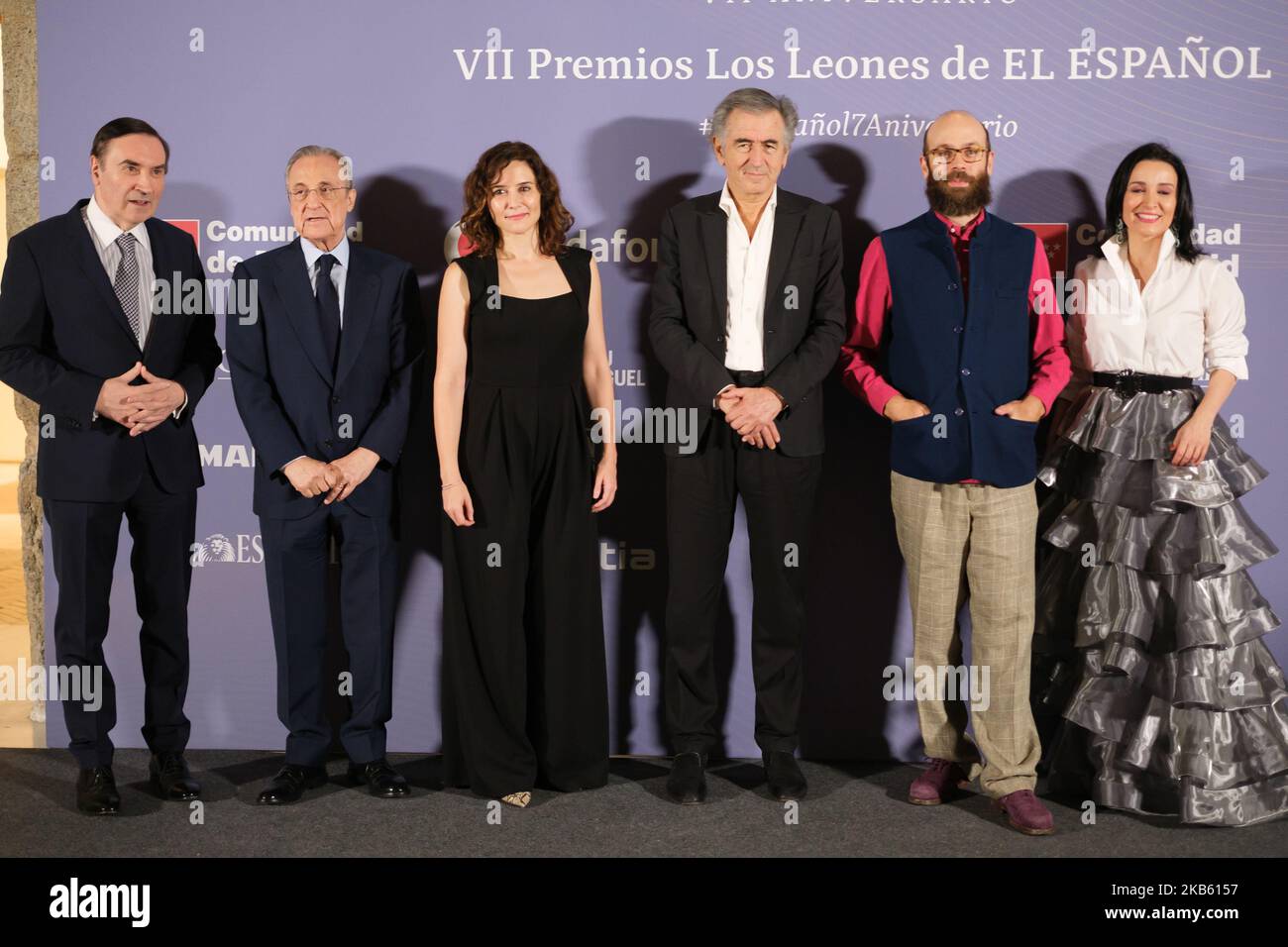 Madrid, Espagne. 03rd novembre 2022. (G-D) Pedro J. Ramirez, Florentino Perez, président de la Communauté de Madrid, Isabel Diaz Ayuso, Bernard-Henri Lévy Tristan Ramirez et Cruz Sanchez de Lara assistent aux VIIIe Lions Awards décernés par le journal 'El Español' au Real Casa de Correos de Madrid. Crédit : SOPA Images Limited/Alamy Live News Banque D'Images