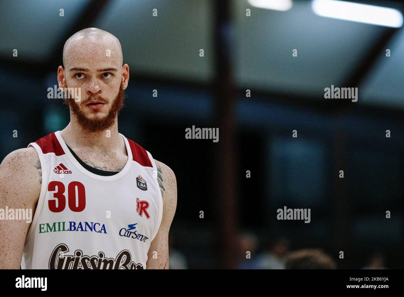 Reggie Upshaw de Grissin bon Reggio Emilia Basketball pendant le match international de basket-ball entre Grissin bon Reggio Emilia et Leiden Basketball à PalaRegnani sur 18 septembre 2019 à Scandiano, Italie. (Photo par Emmanuele Ciancaglini/NurPhoto) Banque D'Images