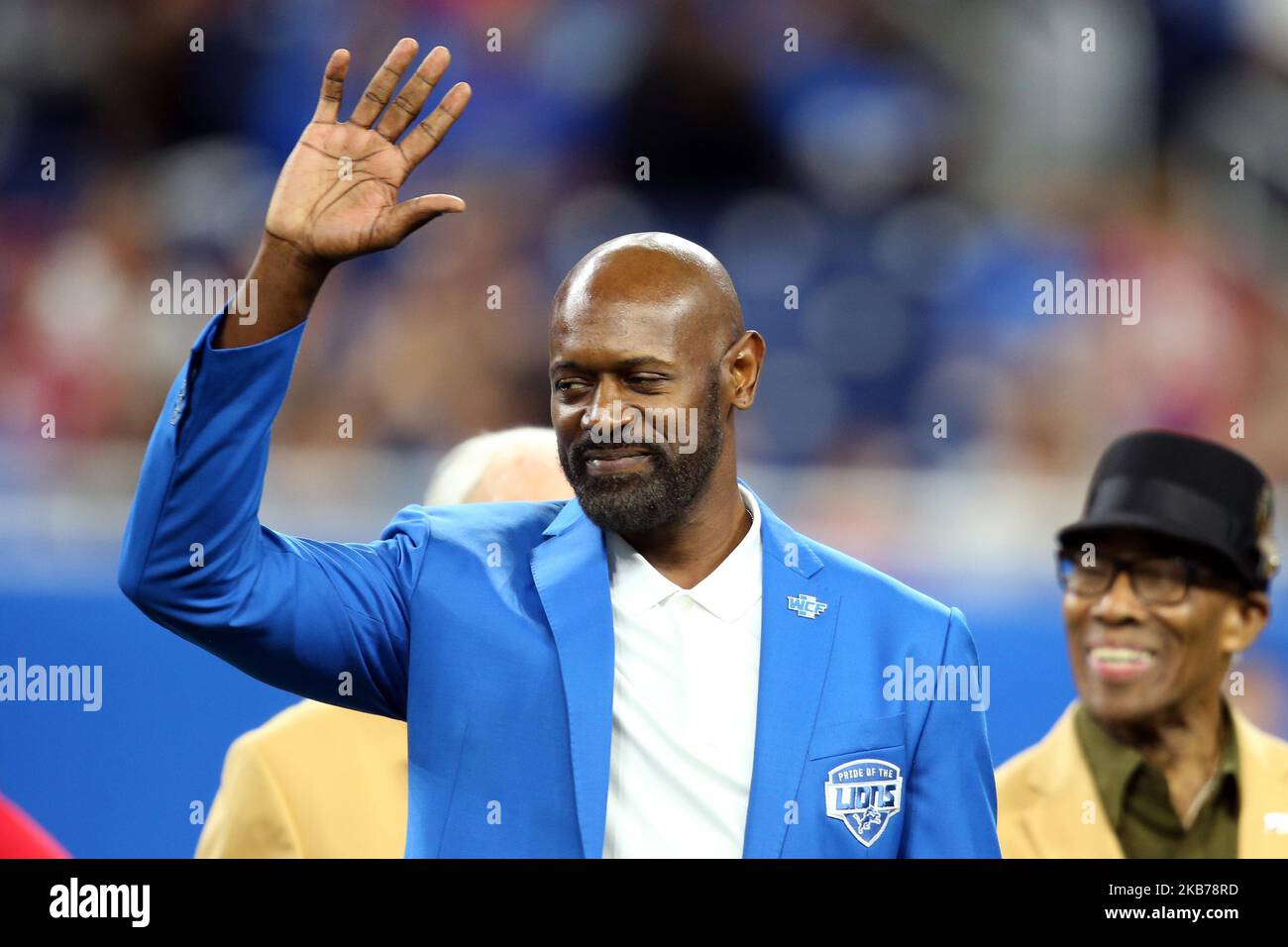 L'ancien receveur général des Lions de Detroit Herman Moore est reconnu dimanche à 29 septembre 2019 à la mi-temps d'un match de football de la NFL contre les Kansas City Chiefs à Detroit, Michigan, États-Unis. (Photo par Amy Lemus/NurPhoto) Banque D'Images