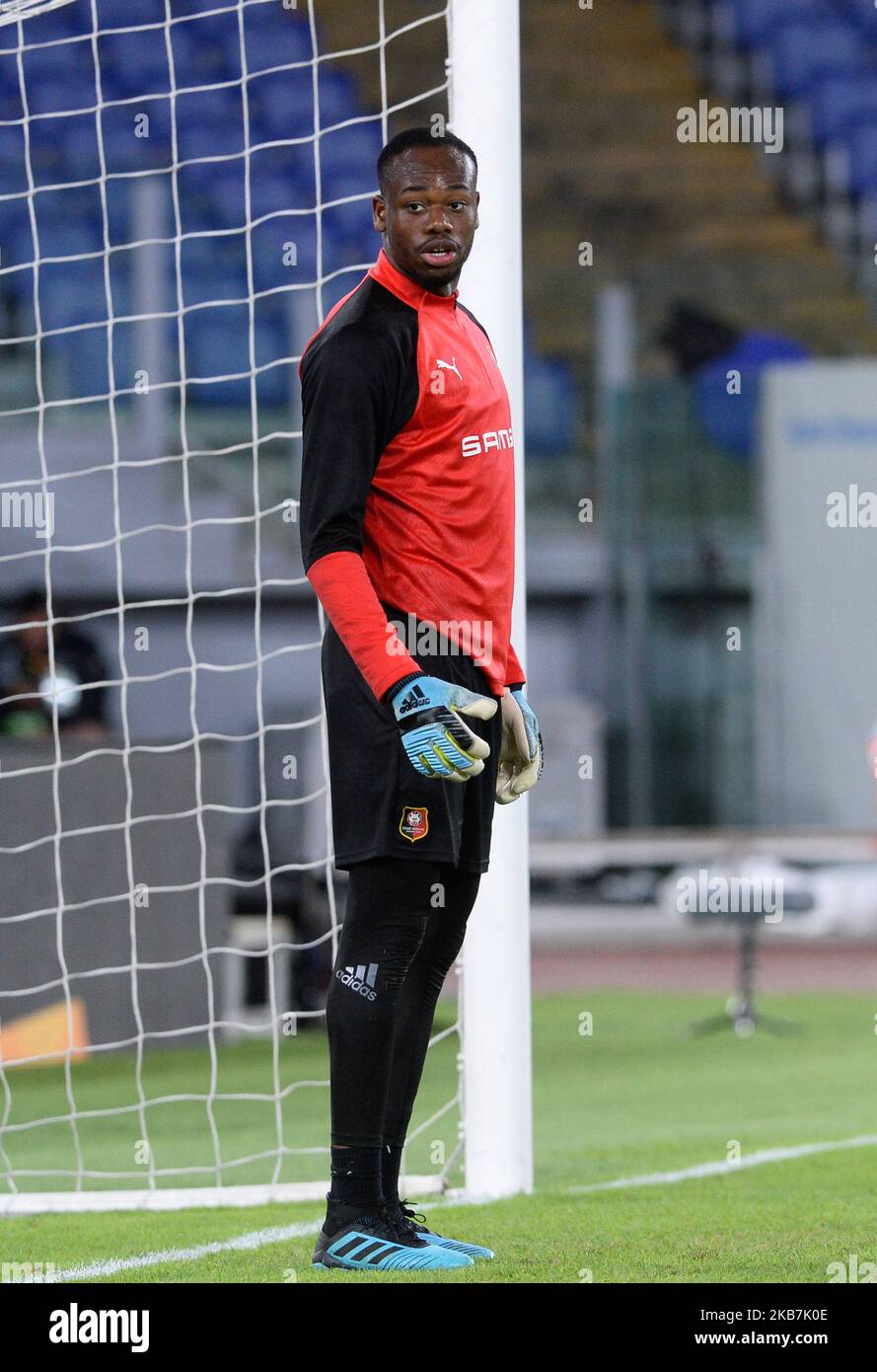 Edouard Mendy lors du match de football de la Ligue européenne S.S. Lazio contre Rennes au stade olympique de Rome, le 03 octobre 2019. (Photo par Silvia Lore/NurPhoto) Banque D'Images