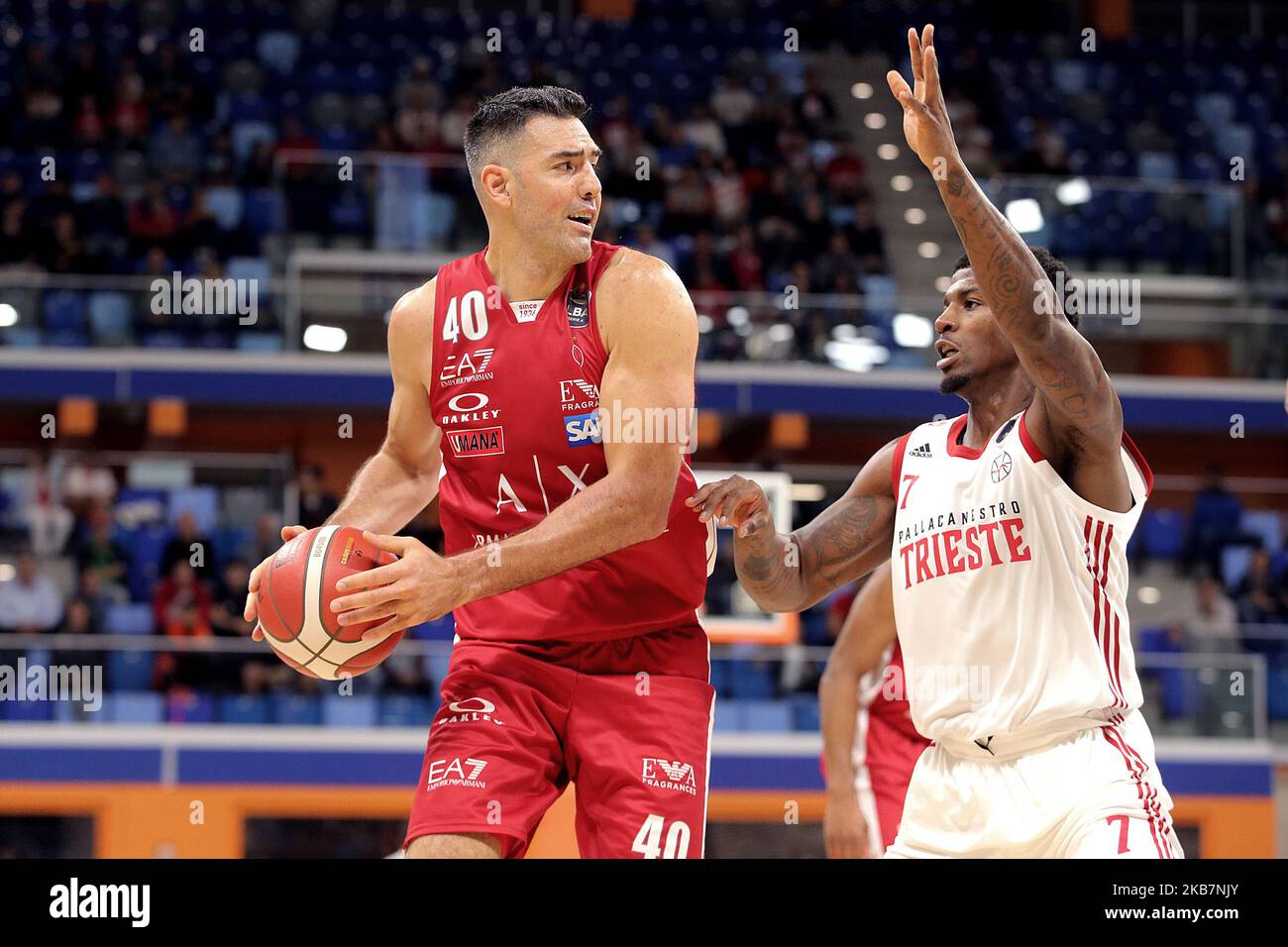 Luis Scola d'AX Armani Exchange Olimpia Milan en action pendant le LBA Lega basket A entre AX Armani Exchange Milan et Pallacanestro Trieste à Allianz Cloud Palalido Milan sur 06 octobre 2019 à Milan, Italie. (Photo de Giuseppe Cottini/NurPhoto) Banque D'Images