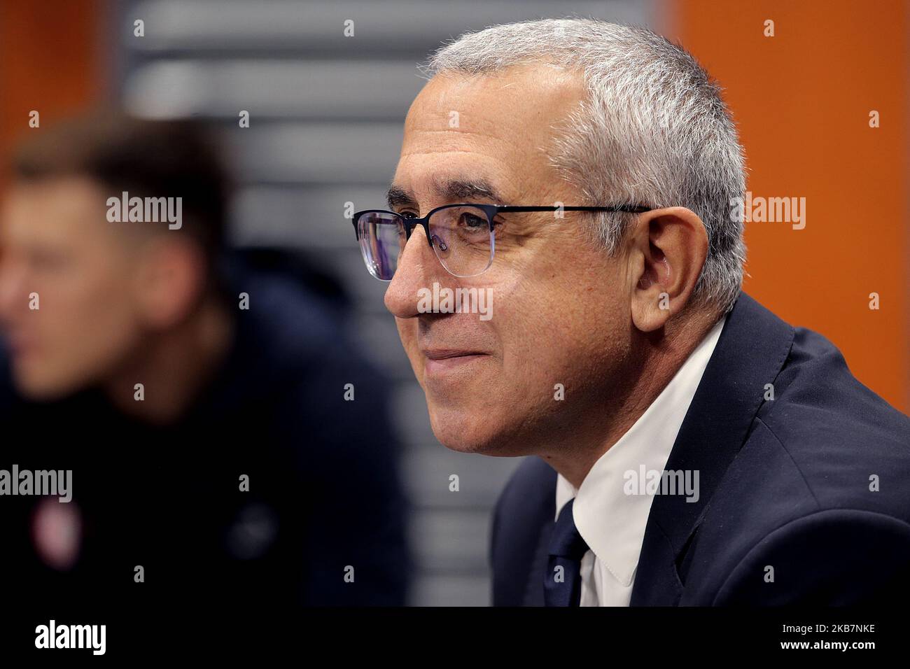 Christos Stavropoulos Directeur général de l'échange AX Armani Olimpia Milan pendant le LBA Lega basket A entre l'échange AX Armani Milan et Pallacanestro Trieste à Allianz Cloud Palalido Milan sur 06 octobre 2019 à Milan, Italie. (Photo de Giuseppe Cottini/NurPhoto) Banque D'Images