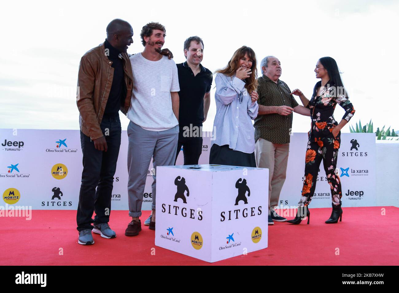 Casting de ''El hoyo'' (Galder Gaztelu-Urrutia, Ivan Massague, Alexandra Masangkay, Antonia Sanjuan, Carlos Juarez) lors 52th du Festival du film fantastique de Sitges à Mirador à Sitges, Espagne, le 8 octobre 2019. (Photo de COOLMedia/NurPhoto) Banque D'Images