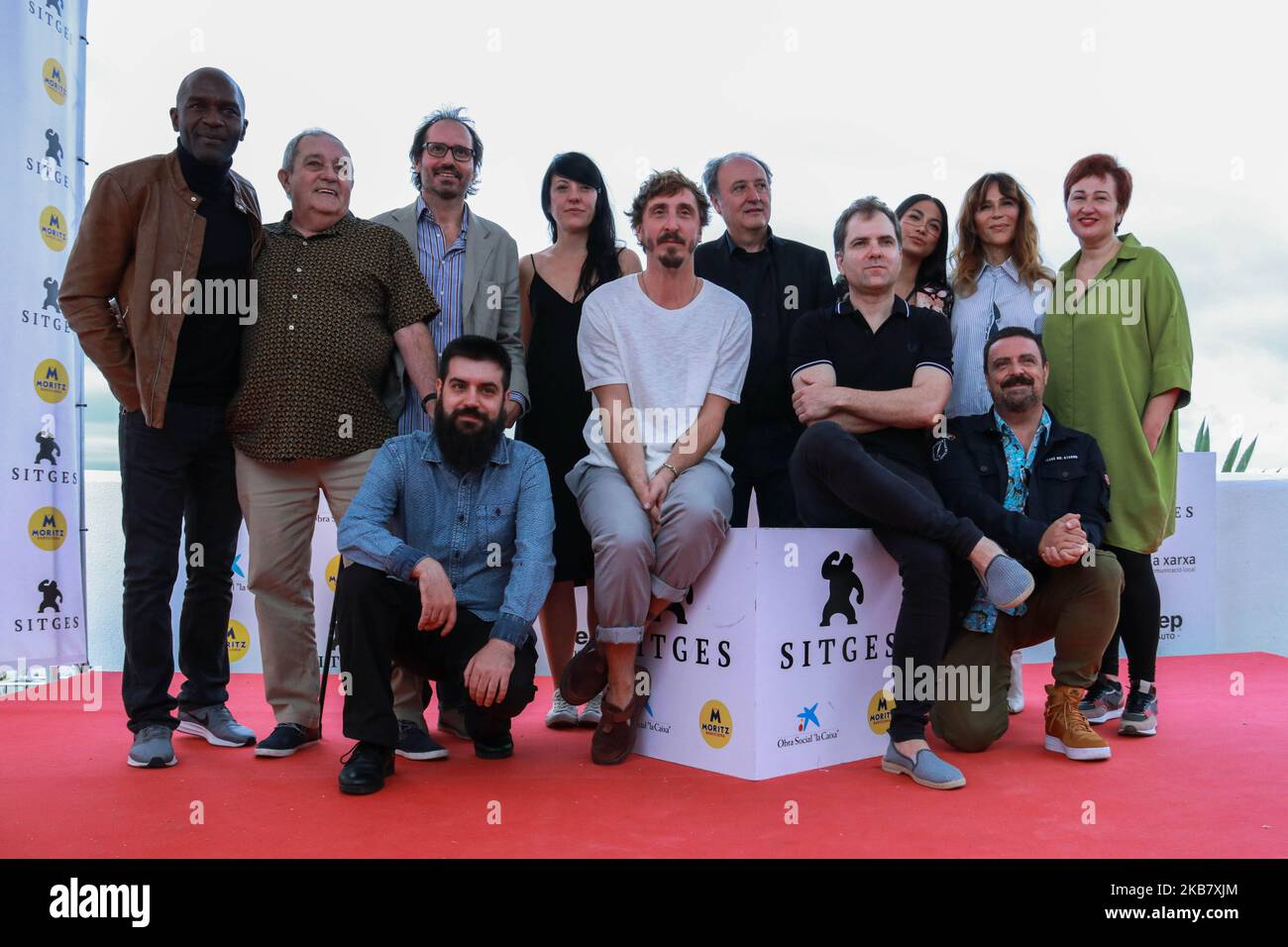 Casting de ''El hoyo'' (Galder Gaztelu-Urrutia, Ivan Massague, Alexandra Masangkay, Antonia Sanjuan, Carlos Juarez , Raquel Perez, David Matamoros) pendant 52th Sitges Festival du film fantastique à Mirador à Sitges, Espagne, le 8 octobre 2019. (Photo de COOLMedia/NurPhoto) Banque D'Images