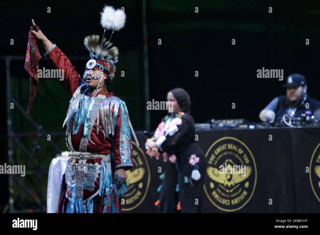 Tribu appelée Rouge avec Lido Pimienta, il y a eu l'ouverture des activités de l'édition 47th du Festival international de Cervantino, la plus importante rencontre culturelle en Amérique latine, comptant comme pays invité le Canada sur 9 octobre 2019 à Guanajuato, Mexique (photo d'Eyepix/NurPhoto) Banque D'Images