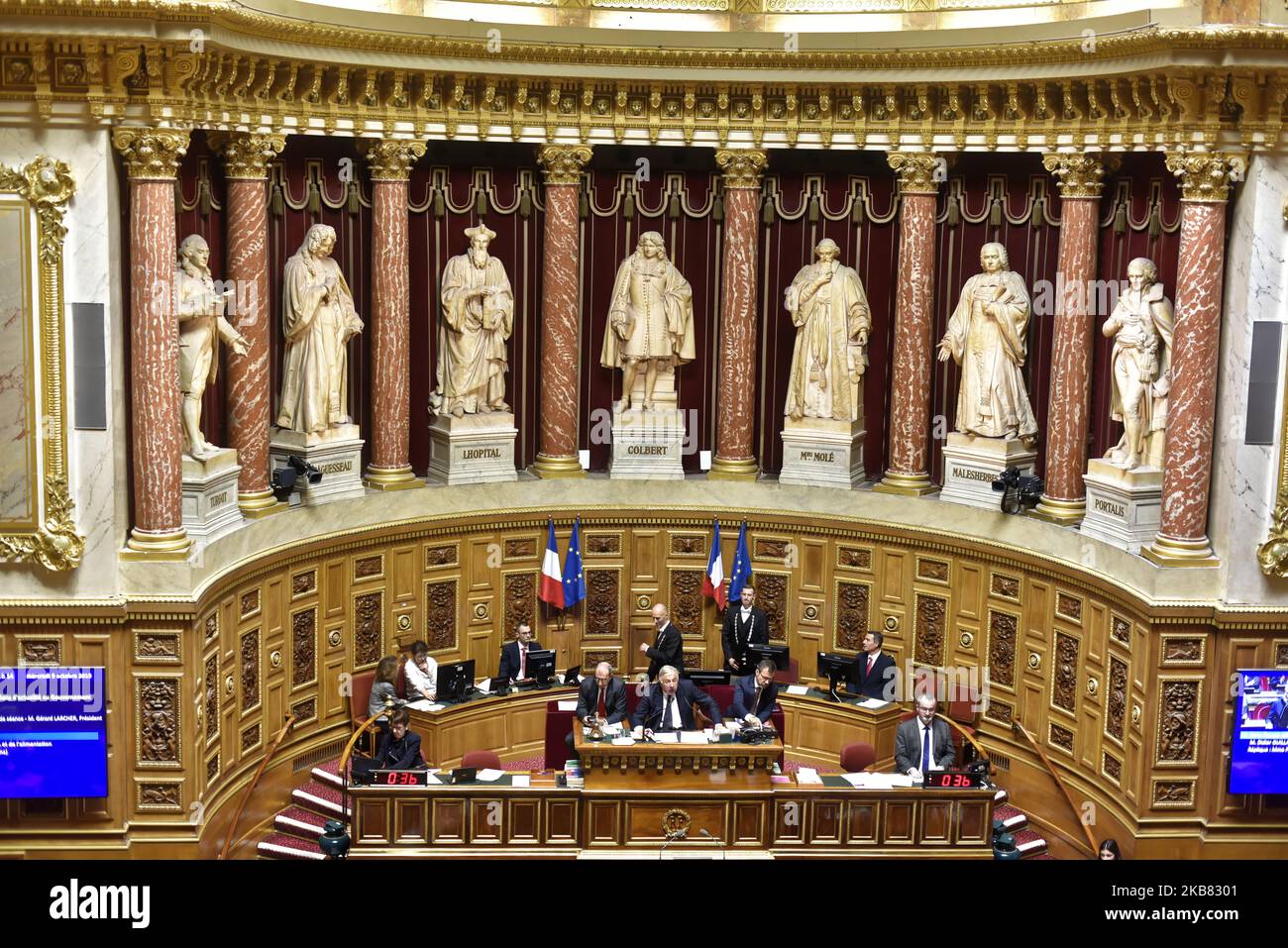 Le Président du Sénat français annonce l'ouverture du débat espéré par le Président Macron sur l'immigration - 09 octobre 2019, Paris (photo de Daniel Pier/NurPhoto) Banque D'Images