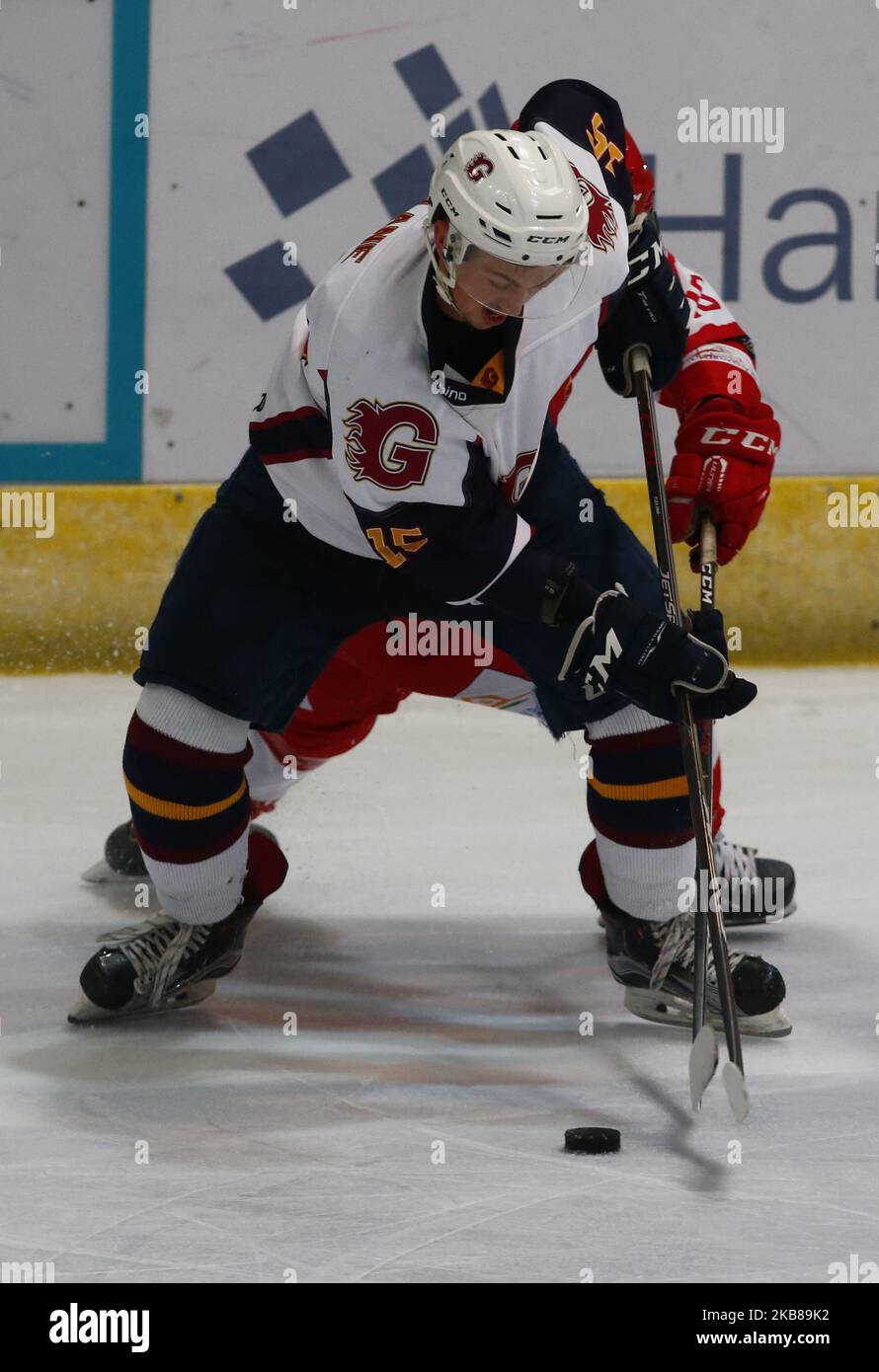 Jared Lane de Guildford Phoenix pendant la Ligue nationale de hockey sur glace entre Guildford Phoenix et Swindon Wildcats 2 au stade Guildford Spectrum à Guildford, Angleterre sur 13 octobre 2019 (photo par action Foto Sport/NurPhoto) Banque D'Images