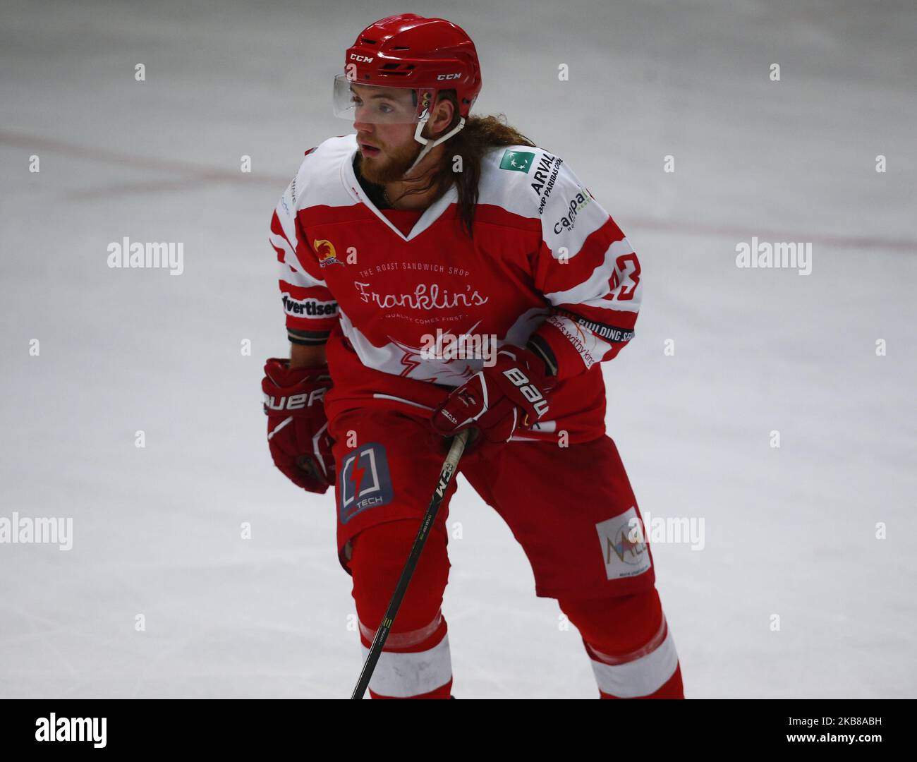 Max Birbraer de Swindon Wildcats pendant la Ligue nationale de hockey sur glace entre Guildford Phoenix et Swindon Wildcats 2 au stade Guildford Spectrum à Guildford, Angleterre sur 13 octobre 2019 (photo par action Foto Sport/NurPhoto) Banque D'Images