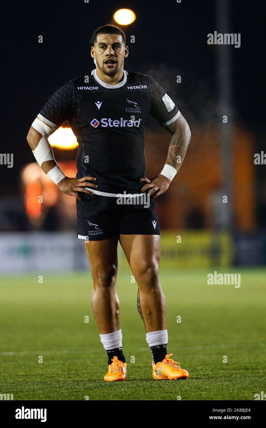 Josh Matavesi de Newcastle Falcons lors du match de championnat Greene King IPA entre Newcastle Falcons et Hartpury College à Kingston Park, Newcastle, le vendredi 18th octobre 2019. (Photo de Chris Lishman/MI News/NurPhoto) Banque D'Images