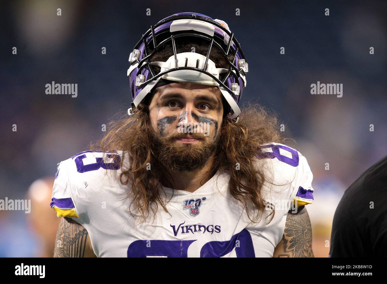 Minnesota Vikings Tight End Tyler Conklin (83) est vu lors de la deuxième moitié d'un match de football de la NFL contre les Lions de Detroit à Detroit, Michigan États-Unis, le dimanche, 20 octobre 2019 (photo par Jorge Lemus/NurPhoto) Banque D'Images Minnesota Vikings Tight End Tyler Conklin (83) est vu lors de la deuxième moitié d'un match de football de la NFL contre les Lions de Detroit à Detroit, Michigan États-Unis, le dimanche, 20 octobre 2019 (photo par Jorge Lemus/NurPhoto) Banque D'Images