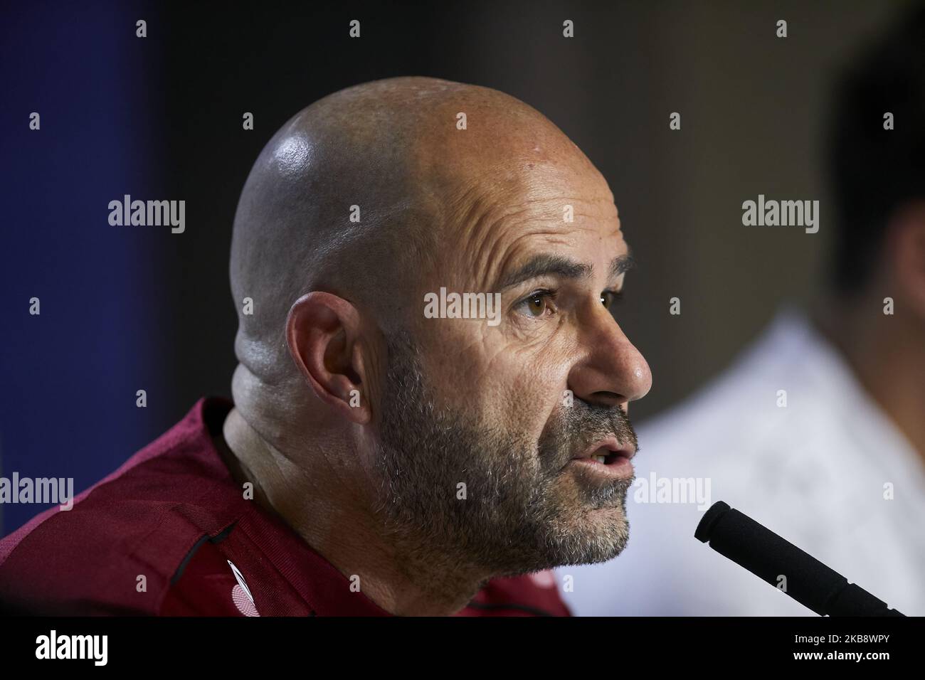 {Persons} lors de la conférence de presse avant le match de l'UEFA Champions League entre Atletico de Madrid et Bayer 04 Leverkusen au stade Wanda Metropolitano de Madrid, Espagne. 21 octobre 2019. (Photo de A. Ware/NurPhoto) Banque D'Images