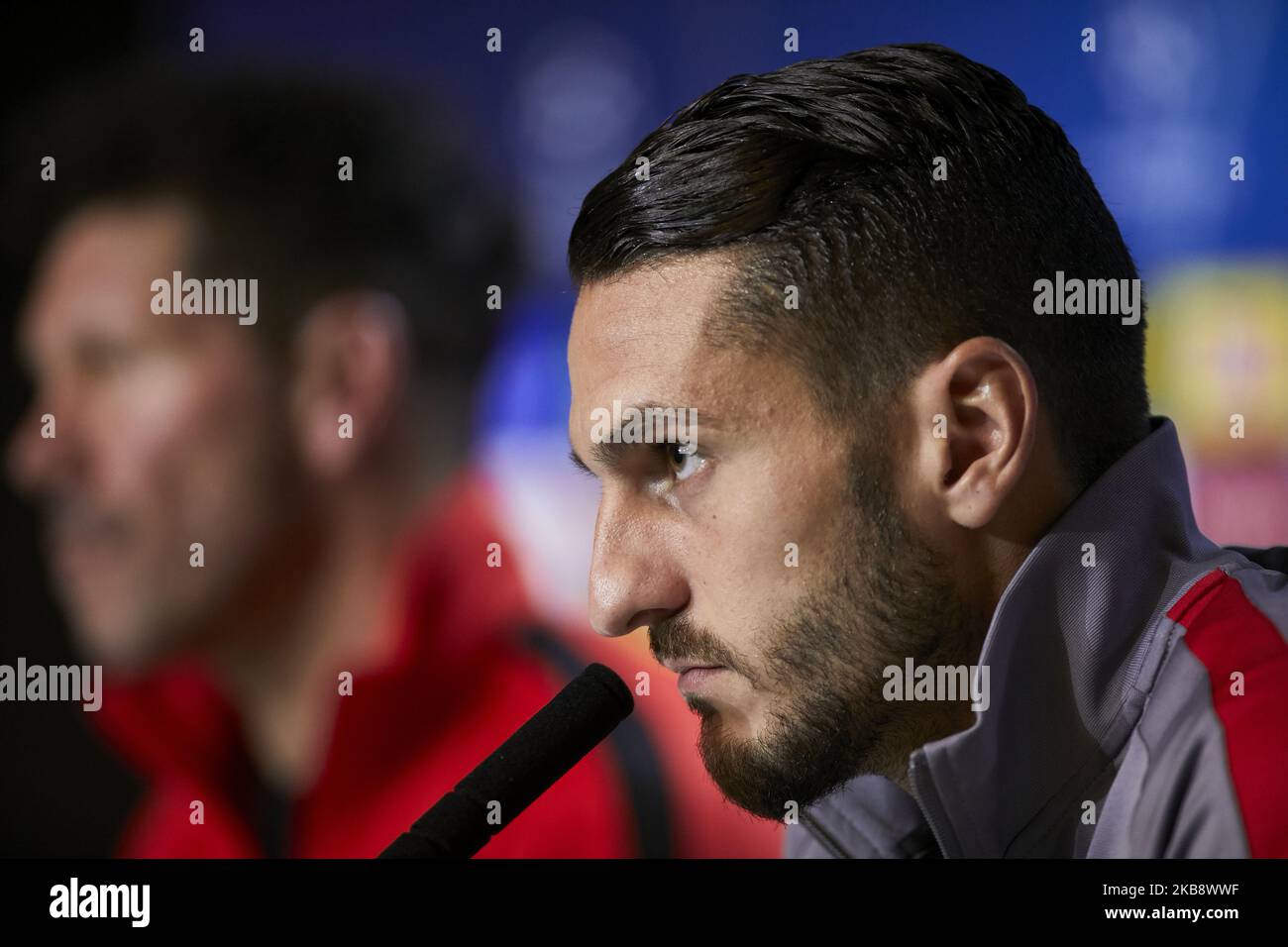 Jorge Resurreccion ‘Koke’ lors de la conférence de presse avant le match de l’UEFA Champions League entre Atletico de Madrid et Bayer 04 Leverkusen au stade Wanda Metropolitano de Madrid, en Espagne. 21 octobre 2019. (Photo de A. Ware/NurPhoto) Banque D'Images