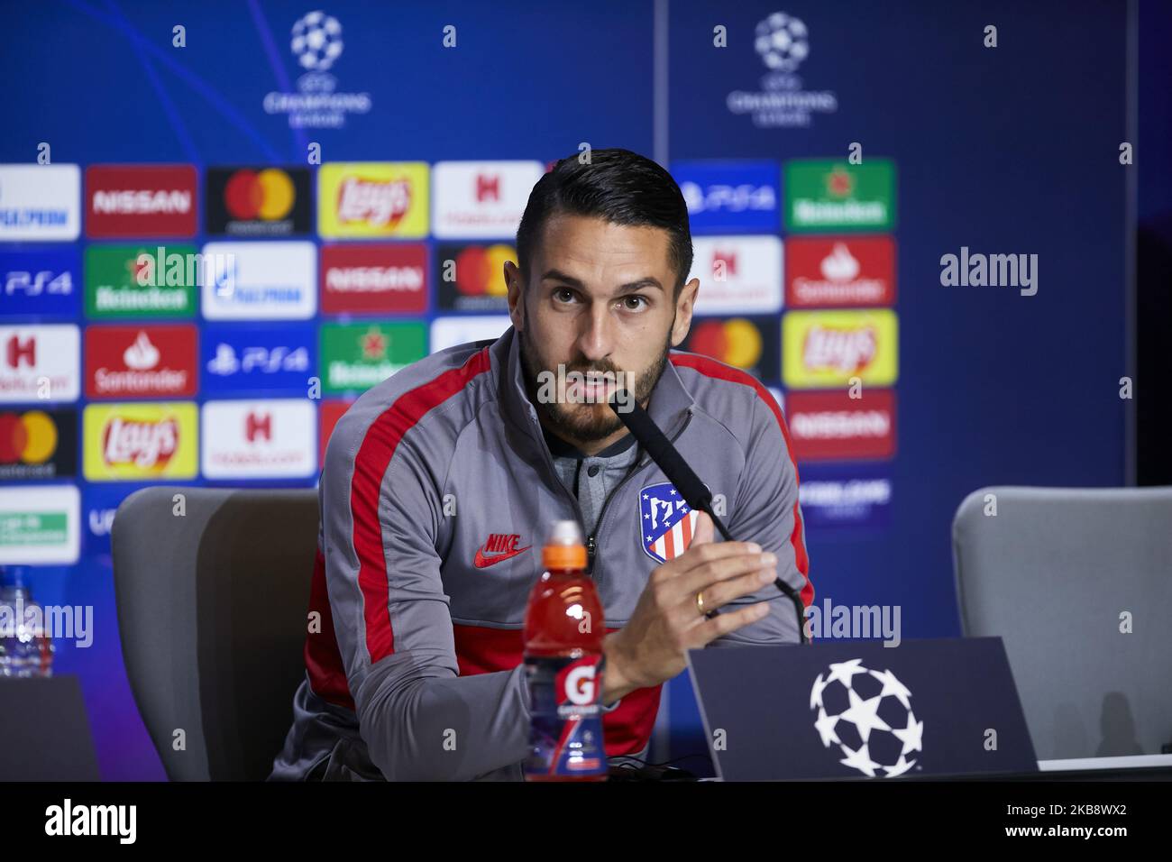 Jorge Resurreccion ‘Koke’ lors de la conférence de presse avant le match de l’UEFA Champions League entre Atletico de Madrid et Bayer 04 Leverkusen au stade Wanda Metropolitano de Madrid, en Espagne. 21 octobre 2019. (Photo de A. Ware/NurPhoto) Banque D'Images