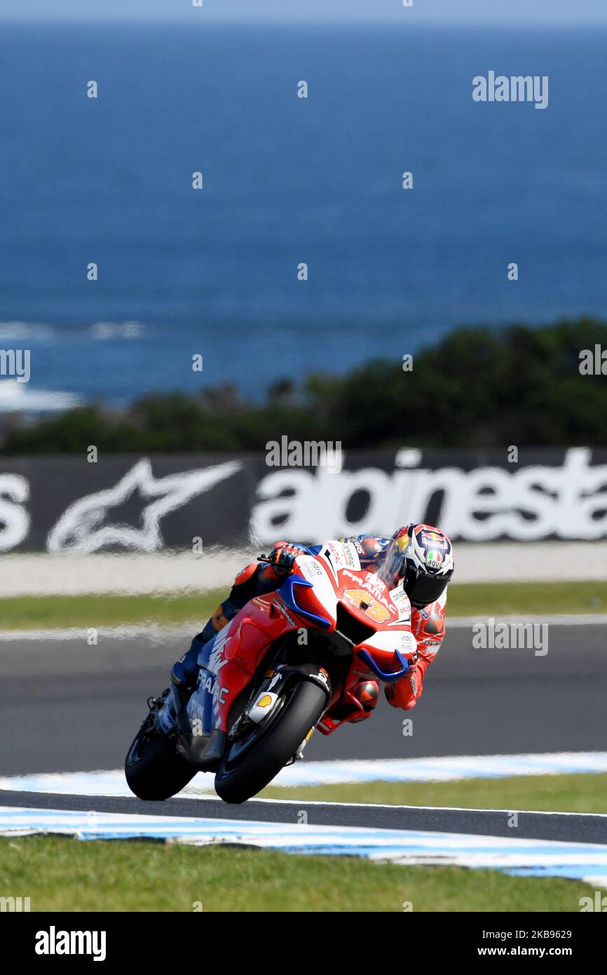 Jack Miller, d'Australie, fait du vélo de course de Pramac pendant l'entraînement pour le MotoGP australien au circuit du Grand Prix de Phillip Island sur 25 octobre 2019 à Phillip Island, en Australie (photo de Morgan Hancock/NurPhoto) Banque D'Images