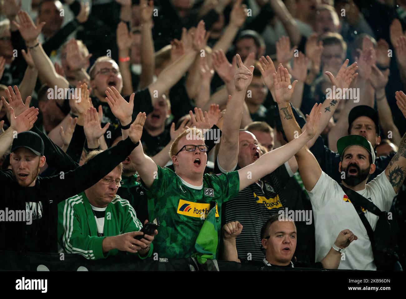 Borussia Mnchengladbach fans lors du match de groupe de l'UEFA Europa League 2019/2020 entre AS Roma et Borussia Monchengladbach au Stadio Olimpico sur 24 octobre 2019 à Rome, Italie. (Photo de Danilo Di Giovanni/NurPhoto) Banque D'Images