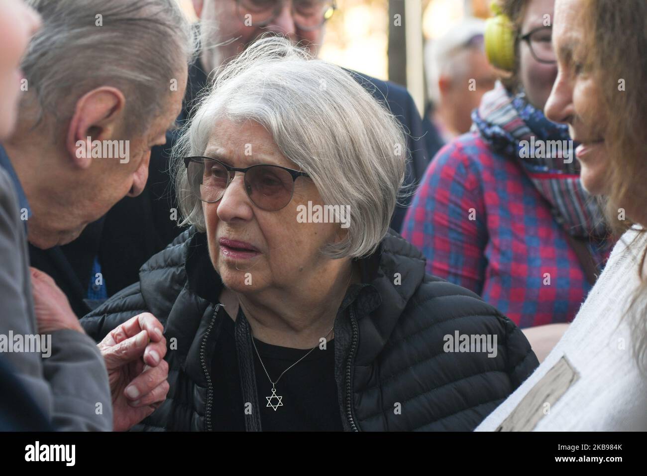 Krystyna Zachwatowicz, vu lors de l'ouverture de la place Gustaw Holoubek à Cracovie. Krystyna Zachwatowicz, scénographe polonais, couturier et actrice, est l'épouse du réalisateur Andrzej Wajda. Vendredi, 25 octobre 2019, à Cracovie, en Pologne. (Photo par Artur Widak/NurPhoto) Banque D'Images