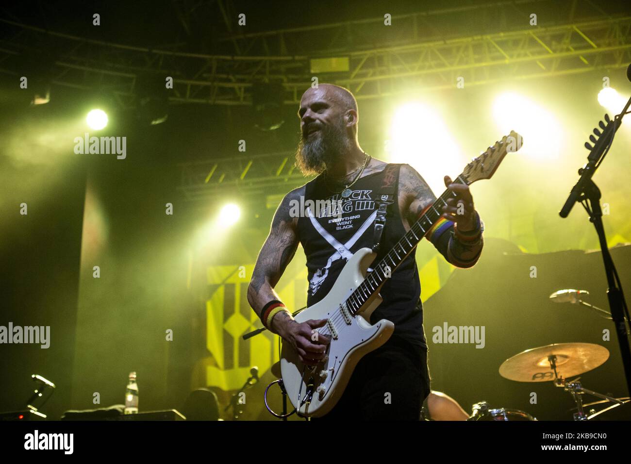 John Baizley, du groupe américain de métaux lourds Baroness, se présente à fabrique sur 14 octobre 2019 à Milan, en Italie. (Photo de Roberto Finizio/NurPhoto) Banque D'Images