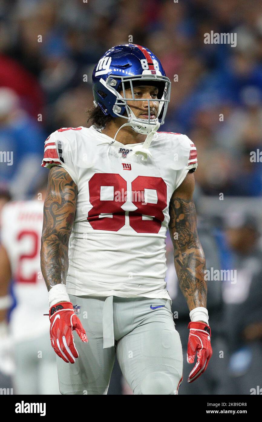 New York Giants Tight End Evan engram (88) est vu lors de la deuxième moitié d'un match de football de la NFL contre les Lions de Detroit à Detroit, Michigan, États-Unis, le dimanche, 27 octobre 2019 (photo par Jorge Lemus/NurPhoto) Banque D'Images New York Giants Tight End Evan engram (88) est vu lors de la deuxième moitié d'un match de football de la NFL contre les Lions de Detroit à Detroit, Michigan, États-Unis, le dimanche, 27 octobre 2019 (photo par Jorge Lemus/NurPhoto) Banque D'Images