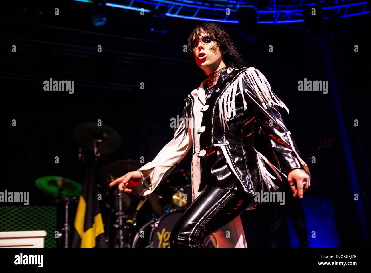 Luke Spiller du groupe de rock britannique The Struts se présente à fabrique on 29 octobre 2019 à Milan, en Italie. (Photo de Roberto Finizio/NurPhoto) Banque D'Images